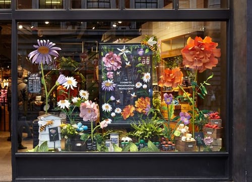 floral window display ideas