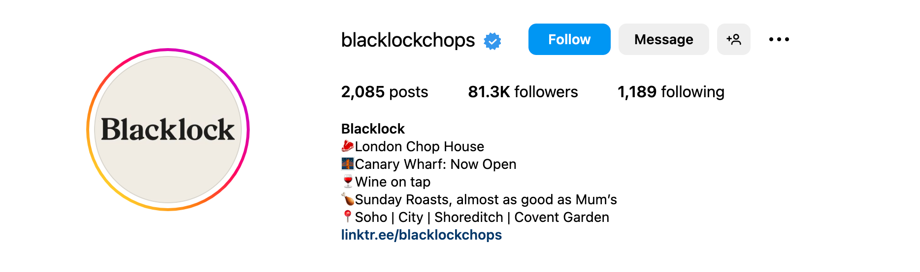 Instagram bio ideas - Blacklock