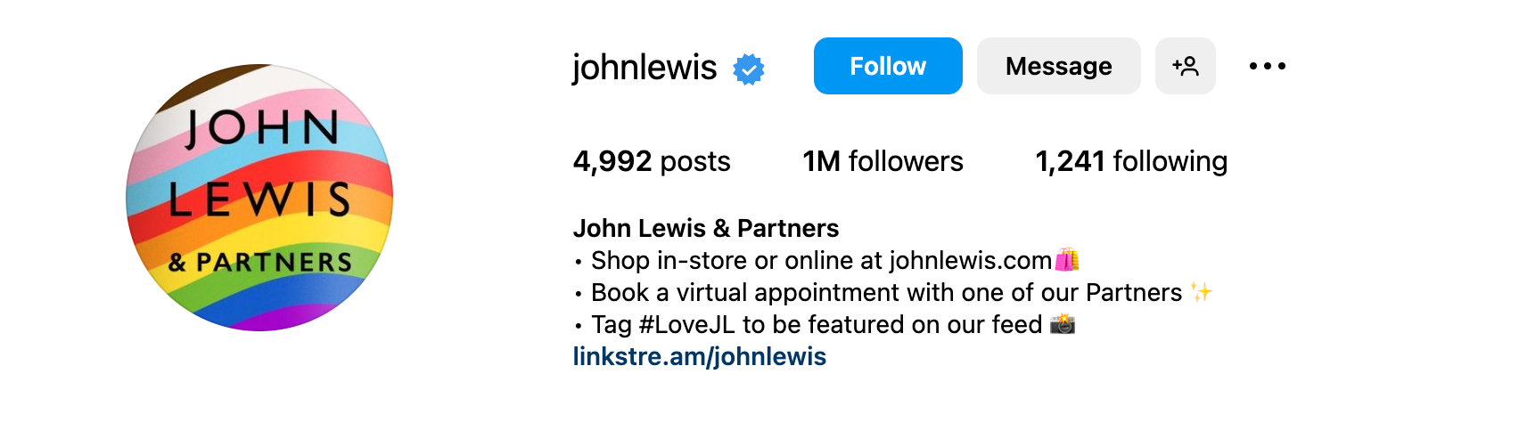 Instagram bio ideas - John Lewis