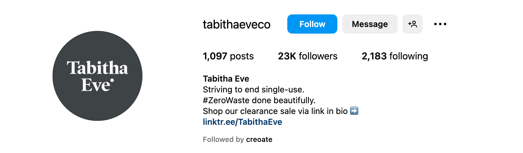 Instagram bio ideas - Tabitha Eve