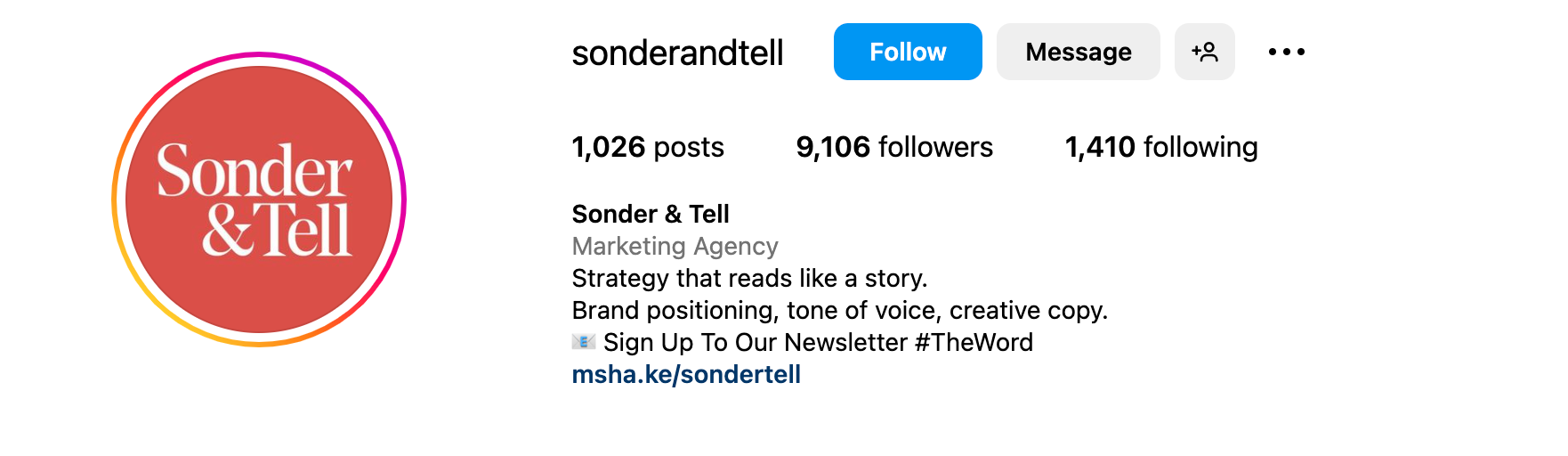 Instagram bio ideas - Sonder & Tell