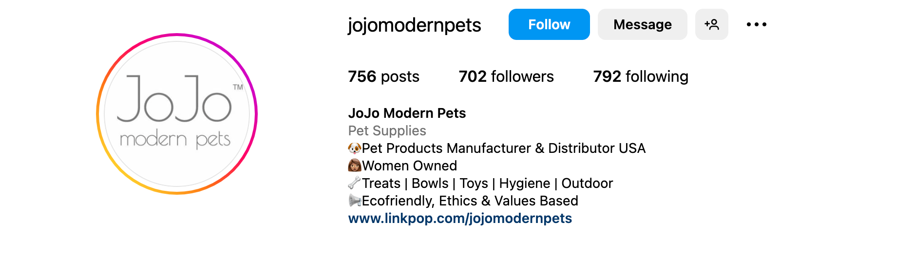 Instagram bio ideas - Jojo Modern pets