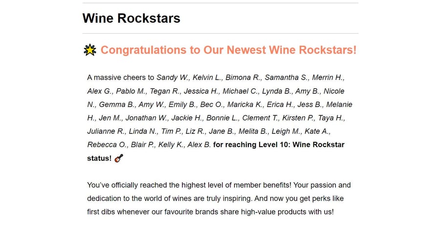 Wine Rockstars Good Pair Days newsletter, small business newsletter examples