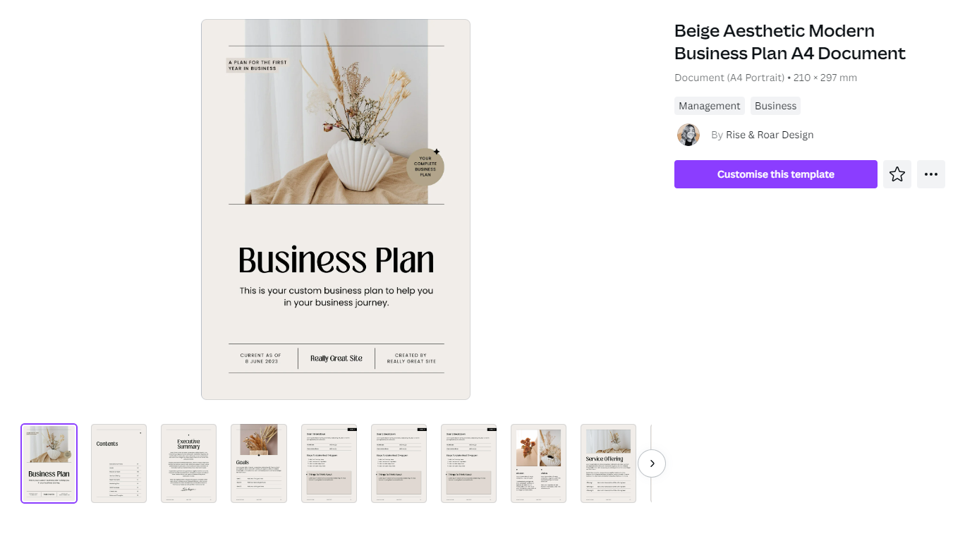 how to create a business plan - template