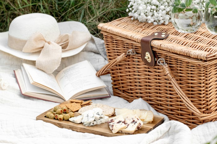 picnic basket and food, small business newsletter examples